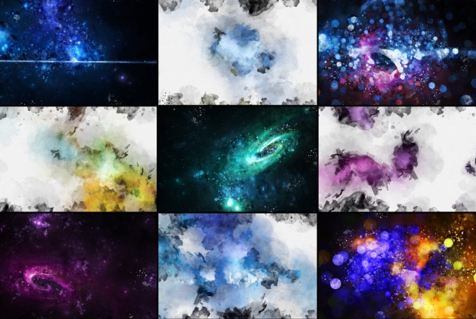 ARTSTATION – 50 WATERCOLOR GALAXY BACKGROUNDS BY ELDAMAR STUDIO