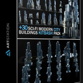 ARTSTATION – +30 SCI-FI MODERN CITY BUILDINGS KITBASH PACK (Premium)