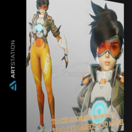 ARTSTATION – TRACER CHARACTER MODELING – BLENDER 3.1 – FULL PROCESS VIDEOS AND 3D MODELS (*BLEND FORMAT) BY FLYCAT FLY (premium)