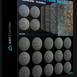 ARTSTATION – 45 STONE PATTERN BRUSH (4K SEAMLESS TILEABLE .TIF) BY GIVV STUDIO (Premium)