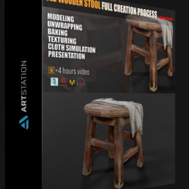 ARTSTATION – OLD WOODEN STOOL FULL CREATION PROCESS + GAME READY BY G_POURASKAR (Premium)