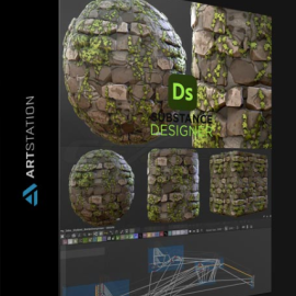 ARTSTATION – STYLIZED BRICKS OVERGROWN – SUBSTANCE 3D DESIGNER BY 3DEXTRUDE TUTORIALS (Premium)