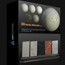 ARTSTATION – 30 MARBLE MATERIALS (SBSAR, 4K PBR TEXTURE) VOL 01 BY YAHYA MH (premium)