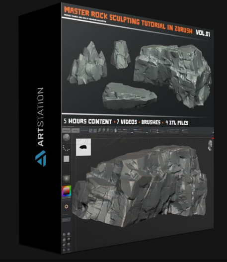 ARTSTATION – MASTERING ROCK SCULPTING TUTORIAL IN ZBRUSH VOL 01 BY FROZEN PLANET STUDIO