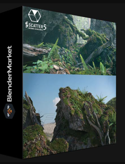 BLENDER MARKET – MOSS BIOME GROUND SCATTER – 3D ASSETKIT PBR