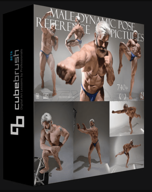 Cubebrush Male Dynamic Pose Reference Pictures 740 Premium World Free Ware